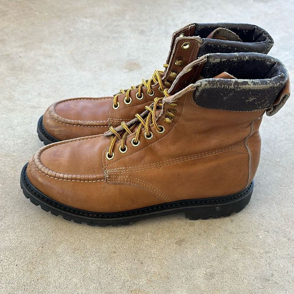 Vintage MONTBLANC Hiking Boots Combat Leather Boots Men’s 11 Made In Korea - Picture 6 of 11